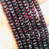 Garnet Faceted Roundel 6mm, Length of strand 10" , AAA quality beads . Faceted Roundel Beads