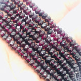 Garnet Faceted Roundel 6mm, Length of strand 10" , AAA quality beads . Faceted Roundel Beads