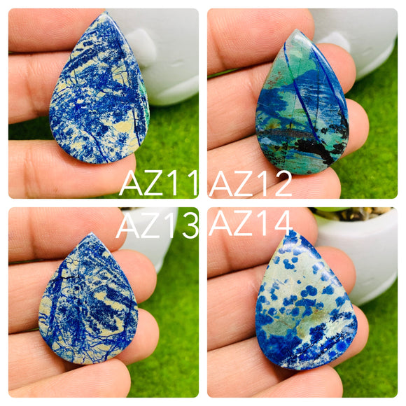 Azurite Matrix Cabochon Code #AZ11-AZ14 - Natural Azurite Cabs- Azurite Matrix Cabochons- Azurite Pendant Stone