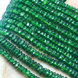 Chrome Diopside 5MM Faceted Roundel , Very good quality, length 8 Inch ,country of origin Russia , Half Strand