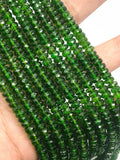 Chrome Diopside 5-6mm half strand faceted Roundel ,AAA grade, length 8 Inch country of origin Russia, Machine cut