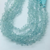 Blue Aquamarine Faceted Drops Briolettes 4X8mm - length 8 inches. Aquamarine drop shape