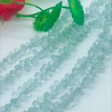 Blue Aquamarine Faceted Drops Briolettes 5X9mm  - length 8 inches. Aquamarine drop shape