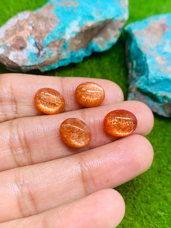 Sunstone Cabochon 10X12 MM -Pack of 4 Piece  -AAA Quality cabs- Sunstone Oval Cabochon -Natural Sunstone Cabs