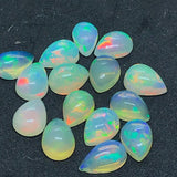 Ethiopian Opal Pear 8X5mm size Cabs Pack of 4 Pieces -Code EO#11- AAA Quality (AAA Grade) Opal Cabochon - Ethiopian Opal Pear Cabochon