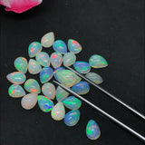 Ethiopian Opal Pear 9X7 mm size Cabs Pack of 2 Pieces -Code EO#9- AAA Quality (AAA Grade) Opal Cabochon - Ethiopian Opal Pear Cabochon