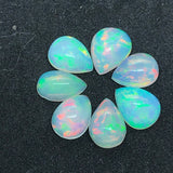 Ethiopian Opal 7X10mm Pear size Cabs Pack of 2 Pieces -Code P-1 AAA Quality (AAA Grade) Opal Cabochon - Ethiopian Opal Pear Cabochon