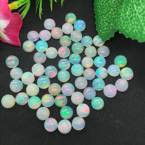 7MM Ethiopian Opal Round Pack 2Pcs- AAAA Quality (4A Grade) Opal Cabochon - Ethiopian Opal Round Cabochon