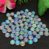 7MM Ethiopian Opal Round Pack 2Pcs- AAA Quality (3A Grade) Opal Cabochon - Ethiopian Opal Round Cabochon, Blue and green flash