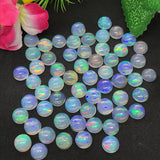 7MM Ethiopian Opal Round Pack 2Pcs- AAA Quality (3A Grade) Opal Cabochon - Ethiopian Opal Round Cabochon, Blue and green flash