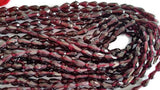 5 strand Garnet Faceted Drops Shape 5x9MM straight Drill in 14" Length