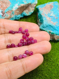 Natural Ruby Cabochon 5mm Size -Pack of 4 Pieces - AAA Quality-  Origin Tanzania- Ruby Round Cabs- Natural Ruby Stones