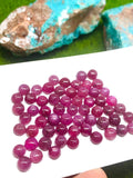 7MM Ruby Cabochon -Pack of 2 Pieces - AAA Quality-  Origin Tanzania- Ruby Round Cabs- Natural Ruby Stones