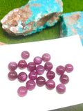 Natural Ruby Cabochon 7 mm Size -Pack of 4 Pieces - AA Quality-  Origin Tanzania- Ruby Round Cabs- Natural Ruby Stones