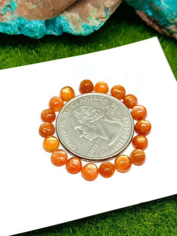 4MM Sunstone Round Cabochon- Pack of 5 Pieces  -AAA Quality -Natural Sunstone Cabs- Sunstone Round Cabs