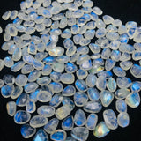 Moonstone Rose Cut Cabs size 9-10X11-12MM Code #2-(Pack of 6 Pieces)- Moonstone Faceted Polki - Blue Flash Natural Moonstone Cabochon