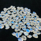 Moonstone Rose Cut size 8-9X10-11MM Code #1-(Pack of 5 Pieces)- Moonstone Faceted Polki Blue Flash Natural Moonstone Cabochon -Origin India