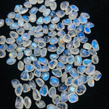 Moonstone Rose Cut size 8-9X10-11MM Code #1-(Pack of 5 Pieces)- Moonstone Faceted Polki Blue Flash Natural Moonstone Cabochon -Origin India