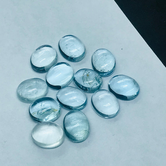 Aquamarine 10X8 MM Oval cabs ,Blue Aquamarine cabochon ,Pack of 2 Pieces AAA Quality cabs, Blue Aquamarine