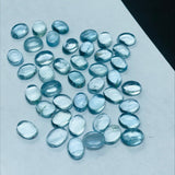 Aquamarine 8X6MM Oval cabs ,Blue Aquamarine cabochon ,Pack of 5 Pieces AAA Quality cabs, Blue Aquamarine