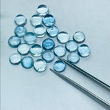 Aquamarine 6MM Round Cabs- Aquamarine cabochon Pack of 2 Pcs Good Quality cabs- Blue Aquamarine