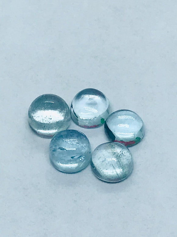 Aquamarine 5MM Round Cabs- Aquamarine cabochon Pack of 5 Pcs Good Quality cabs- Blue Aquamarine