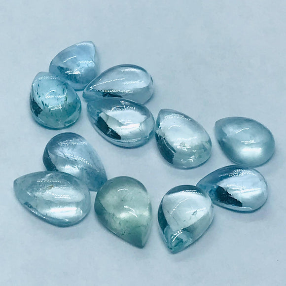 Aquamarine Pear 6X8 MM Cabs, Aquamarine cabochon Pack of 4 Pcs Good Quality cabs- Blue Aquamarine