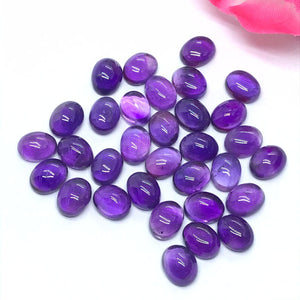 Amethyst Oval 6X8MM Cabs , Pack of 6 Pcs- African Amethyst Cabs , Loose stone , Gemstone cabochon. Purple Amethyst