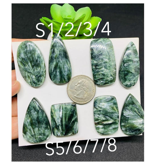 Seraphinite Cabochon Code #S1 to S8 - AAA Quality -  Natural gemstone cabochon- Natural Seraphinite Cabs