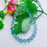 6MM Blue Topaz Bracelet Top Quality 7.5 Inch length - 100% Natural Blue Topaz Bracelet- Stretch Cord -