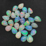 Ethiopian Opal Pear 9X7 mm size Cabs Pack of 2 Pieces -Code EO#9- AAA Quality (AAA Grade) Opal Cabochon - Ethiopian Opal Pear Cabochon