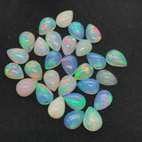 Ethiopian Opal 10X7mm Pear size Cabs Pack of 2 Pieces -Code P-1 AAA Quality (AAA Grade) Opal Cabochon - Ethiopian Opal Pear Cabochon