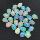 Ethiopian Opal Pear 5x7 mm size Cabs Pack of 6 Pieces -Code EO#9- AAA Quality (AAA Grade) Opal Cabochon - Ethiopian Opal Pear Cabochon