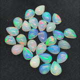 Ethiopian Opal 10X7mm Pear size Cabs Pack of 2 Pieces -Code P-1 AAA Quality (AAA Grade) Opal Cabochon - Ethiopian Opal Pear Cabochon