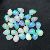 Ethiopian Opal Pear 9X7 mm size Cabs Pack of 2 Pieces -Code EO#9- AAA Quality (AAA Grade) Opal Cabochon - Ethiopian Opal Pear Cabochon