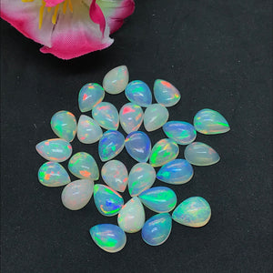 Ethiopian Opal Pear 7X9 mm  size Cabs Pack of 2 Pieces -Code EO#9- AAA Quality (AAA Grade) Opal Cabochon - Ethiopian Opal Pear Cabochon