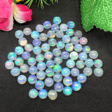 7MM Ethiopian Opal Round Pack 2Pcs- AAA Quality (3A Grade) Opal Cabochon - Ethiopian Opal Round Cabochon, Blue and green flash