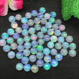 7MM Ethiopian Opal Round Pack 2Pcs- AAA Quality (3A Grade) Opal Cabochon - Ethiopian Opal Round Cabochon, Blue and green flash