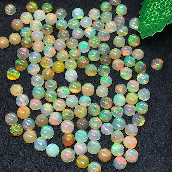 4MM Ethiopian Opal Round Pack 10 Pcs- AA Quality (2A Grade) Opal Cabochon - Ethiopian Opal Round Cabochon