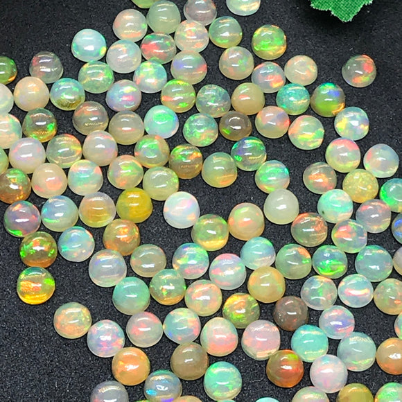 5MM Ethiopian Opal Round Pack 6 Pcs-- AA Quality 2A Grade) Opal Cabochon - Ethiopian Opal Round Cabochon