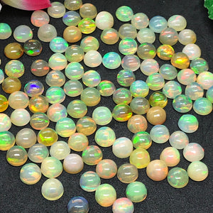 6MM Ethiopian Opal Round Pack 5 Pcs-- AA Quality 2A Grade) Opal Cabochon - Ethiopian Opal Round Cabochon