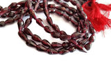 5 strand Garnet Faceted Drops Shape 5x9MM straight Drill in 14" Length