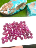 Natural Ruby 4MM Cabochon -Pack of 6 Pieces - AAA Quality-  Origin Tanzania- Ruby Round Cabs- Natural Ruby Stones