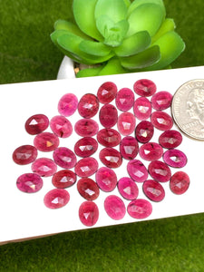 Garnet Rose Cut 7x9 mm Size - Pack of 6 Pcs  Garnet Faceted Polki -  AAA Quality- Best for Jewelry making- One Side Cutting