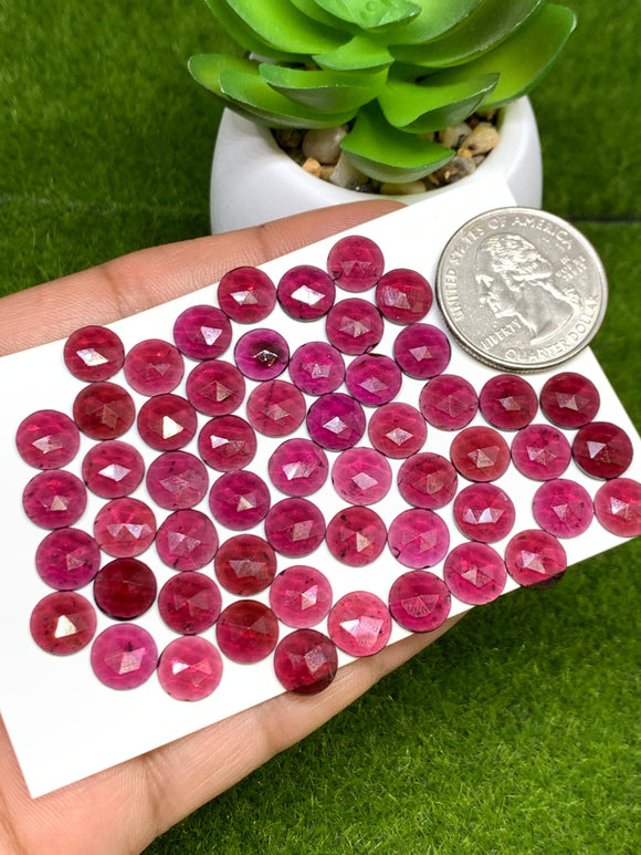 Garnet Rose Cut 8 mm Size - Pack of 6 Pcs  Garnet Faceted Polki -  AAA Quality- Best for Jewelry making- One Side Cutting