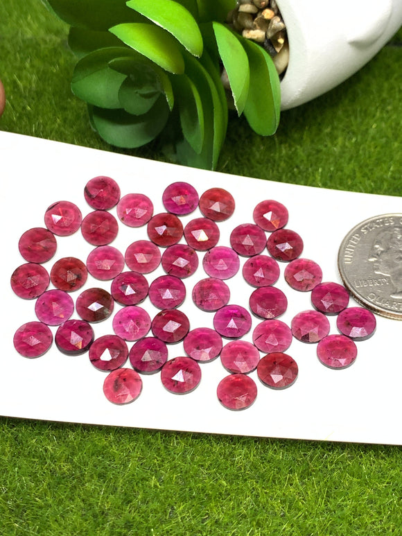 Garnet Rose Cut 6 mm Size - Pack of 8 Pcs  Garnet Faceted Polki -  AAA Quality- Best for Jewelry making- One Side Cutting