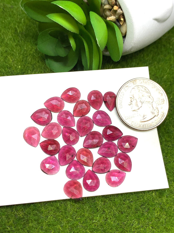 Garnet Rose Cut 10X14 mm Size - Pack of 4 Pcs  Garnet Faceted Polki -  AAA Quality- Best for Jewelry making- One Side Cuttingx9