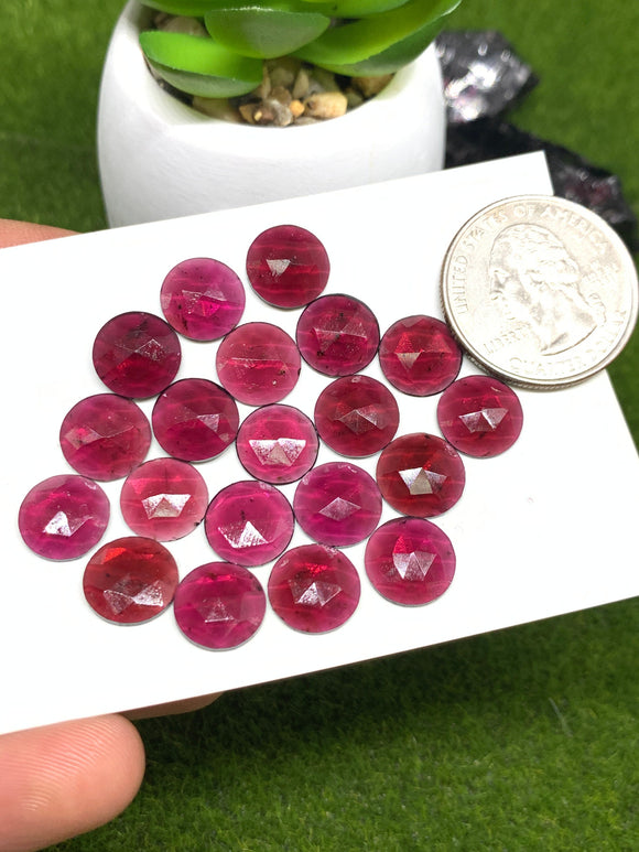 Garnet Rose Cut 12 mm Size - Pack of 2 Pcs  Garnet Faceted Flat Polki -  AAA Quality- Best for Jewelry making- One Side Cutting