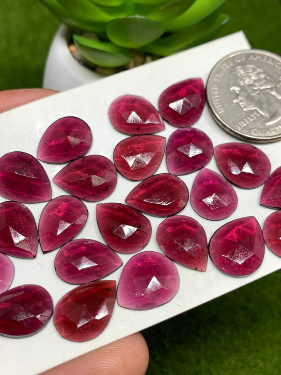 Garnet Rose Cut 13X18 mm Size - Pack of 2 Pcs  Garnet Faceted Polki -  AAA Quality- Best for Jewelry making- One Side Cutting