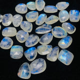 Moonstone Rose Cut-  size 11-12X13-14MM Code #4-(Pack of 4 Pieces)- Moonstone Faceted Polki Cabs- Blue Flash Natural Moonstone Cabochon